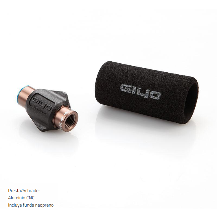 ADAPTADOR CARTUCHO CO2 BICICLETA VALVULA MOTO BICI + NEOPRENO